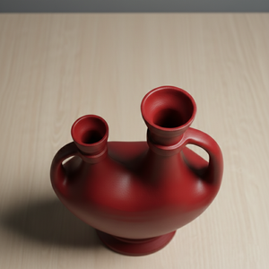 Luxury Dual-Spout Matte Red Metal <b>Vase</b> Elegant Handcrafted Modern Home Decor <b>Unique</b> Pitcher Style Centerpiece Single Unit - Product Image 3