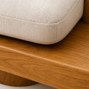 ARTERRA Luxury Modern Teak <b>Wood</b> <b>Sofa</b> Unique Curved Backrest Premium Villa Lobby Living Room Accent Couch - Product Image 4