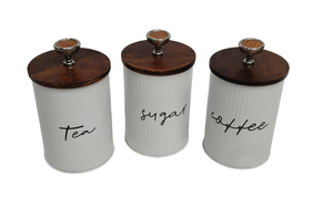 Conteneur en acier inoxydable au design unique pour la cuisine et le stockage de fruits secs, boîte métallique avec finition blanche. - Product Image 3