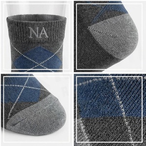 Argyle Pattern Ankle <b>Socks</b> for Adults Gray Blue <b>Breathable</b> Casual Wear Autumn Season - Product Image 4