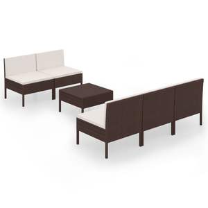 Conjunto de Muebles de Jardín de 6 Piezas de Ratán Sintético Marrón con Cojines - Product Image 2