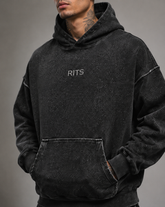 ชุดวอร์มมีฮู้ดผ้าฝ้ายสำหรับผู้ชาย RITS ทรงหลวม ขาเต็มตัว มีเชือกผูกเอว สวมใส่สบายๆ ในฤดูใบไม้ร่วง เสื้อสเวตเชิ้ตพิมพ์ลายตัวอักษรสีดำ กางเกงขายาว - Product Image 6