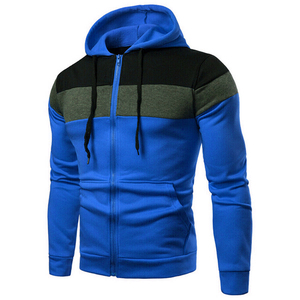 Men's Color Blocking Zip-Up <b>Hoodie</b> Slim Fit Casual Hooded Sweatshirt <b>Red</b> Black Gray Full-Zip Front Pocket Design Autumn Wear - Product Image 4