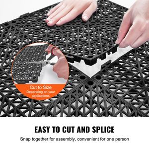 50 pezzi nero 12 \ "X 12 \" incastro morbido PVC di drenaggio piastrelle per pavimenti antiscivolo fori di drenaggio per bagno bagno zone umide - Product Image 4