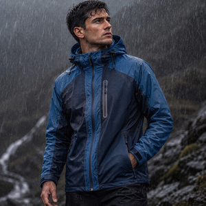 Chaqueta Impermeable para Hombre, Talla Grande, con Capucha y Cremallera, Cortavientos, Chaqueta Informal de Poliéster para Otoño - Product Image 5
