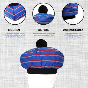 Gorro Escocés Clásico Tam o' Shanter con Pompón, Gorro de Lana Tartán Personalizado al por Mayor - Product Image 3