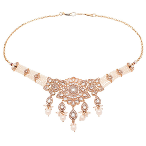 Ensemble de collier ras de cou élégant en pierres de cristal et perles - 10581507WH - Product Image 2