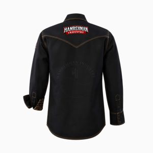 Chemise de soudage FR en sergé à manches longues, motif par sublimation, noire, vêtement de sécurité ignifuge de style western, classe 3 ANSI, imperméable - Product Image 4