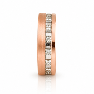 <b>Mens</b> 14KT Rose Gold Channel Set Princess Cut Cubic Zirconia Eternity Band <b>Ring</b> Brushed Finish Wedding Party Daily Wear Gift Jew - Product Image 3