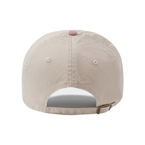 Unisex 6-Panel Baseball Cap Two-Tone Beige Pink Cotton Adjustable Casual Hat Solid Color Washed Finish - Product Image 5