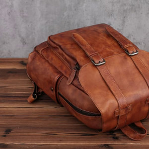 Mochila de cuero genuino de alta calidad para uso unisex, logotipo impreso personalizado de primera calidad, nueva mochila de diseño de moda. - Product Image 5