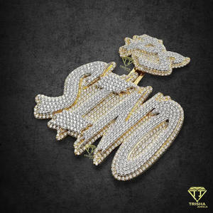 Pendentif personnalisé « SINO » en moissanite et diamants, collier hip-hop plaqué or, bijoux bling-bling, cadeau - Product Image 1