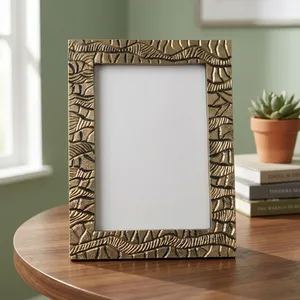 Handmade Rectangular Photo <b>Frame</b> Embossed Texture Tabletop Display Vertical Orientation Metal Picture <b>Frame</b> Decorative Home - Product Image 5