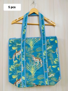 Luxury Handmade Quilted Cotton Shoulder Tote <b>Bags</b> for <b>Women</b> Stylish Block Print Sustainable Luggage Tote <b>Bag</b> Washable - Product Image 2