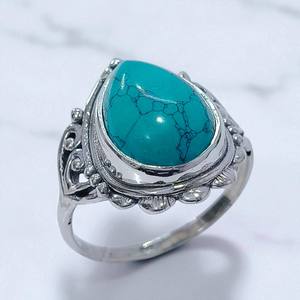 Anillo de Plata de Ley 925 con Cuarzo Rosa Turquesa y Labradorita Estilo Victoriano, Joyería Hecha a Mano, Anillos Boho Retro Vintage para Mujer - Product Image 2