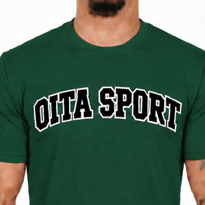 T-shirt ajusté vert foncé pour homme, manches courtes, col rond, imprimé personnalisé, coupe slim, décontracté, en coton, vente en gros, streetwear, sport - Product Image 3