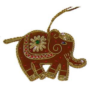 Ornements de Noël suspendus en forme de boule, en plastique incassable, faits à la main, de haute qualité, avec travail Zari, prix de gros direct usine - Product Image 1