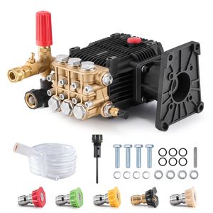 Pompa a pistoni triplex ad alta pressione 4300 PSI per idropulitrici a albero orizzontale 4.4GPM con kit di ricambio a 5 ugelli - Product Image 1
