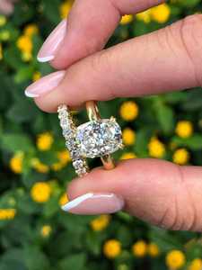 Custom Cushion Cut Lab Grown Diamond Bridal <b>Set</b> 14k <b>Gold</b> 4ct Hidden Halo Solitaire Engagement <b>Ring</b> Band Pair Women Classic <b>Rings</b> - Product Image 2