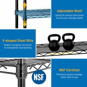 Scaffalatura in Filo Metallico NSF da 15 Metri con Ripiani Regolabili e Molteplici File, Scaffale di Stoccaggio in Plastica Resistente - Product Image 4