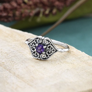 Bagues Vintage en Argent Sterling 925 avec Améthyste, Pierres Précieuses Violettes, Bijoux Anciens Pierre de Naissance de Février pour Femme, Vente en Gros - Product Image 5