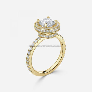 แหวนหมั้นมอสซาไนต์ทรงคลาสสิกแบบซ้อนสองชั้น ประดับเพชรโมอิสซาไนต์ทรงกลม ดีไซน์หรูหรา ชุบทองคำขาว 10K โรเดียมเคลือบ - Product Image 3