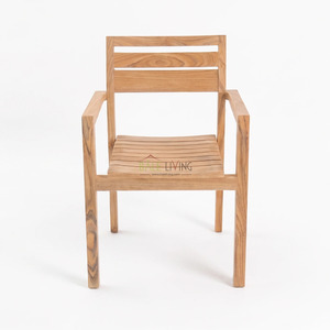 Etna Teak Stacking Garden Chair Minimalist Outdoor Wooden <b>Armchair</b> Durable Lightweight Waterproof Design for Courtyard - Product Image 1