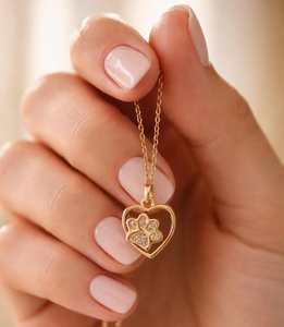 Collar con colgante de circonita de plata de ley 925, chapado en oro de 14 quilates, regalo de joyería para amantes de las mascotas, para ella, uso diario - Product Image 2