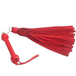 Flogger de Cuero Genuino con Mango Trenzado Decorativo y Correa para la Muñeca - Product Image 4
