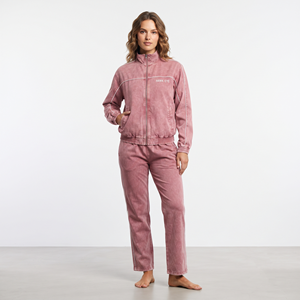 Conjunto de dos piezas de chándal para mujer: Chaqueta con cremallera completa y ribetes en contraste, lavado ácido, corte regular, y pantalón de chándal. La mejor calidad. - Product Image 5
