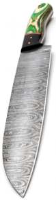 มีดทำครัวเหล็กดามัสกัสแบบแฮนด์เมด ด้ามไม้ปักกะวูดสีเขียว - Product Image 4