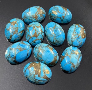 Turquesa Azul Natural, Cabujón Ovalado, Piedra Suelta, Tamaño Calibrado, Pulido, de Rajastán, para Diseñadores de Joyería, Venta al Por Mayor - Product Image 3