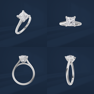 Anillo de compromiso clásico para mujer con diamante solitario de corte princesa en platino PT950 - Product Image 6