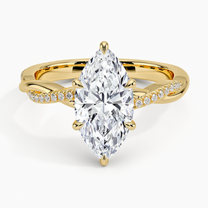 Anillo de boda clásico para mujer de plata de ley 925 con diamantes de moissanita talla marquesa y banda retorcida - Product Image 5
