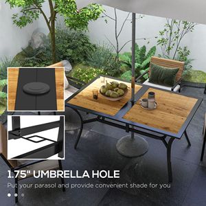 Tavolo da esterno in acciaio per 6 persone con foro per ombrellone, marrone - Product Image 5