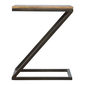 Mesa Auxiliar Única con Tapa de Madera y Base de Hierro que Ofrece un Toque Artístico y una Plataforma Práctica para Artículos Decorativos - Product Image 1