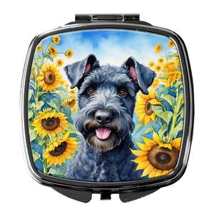 Kerry Blue Terrier Sunflowers <b>Compact</b> Folding Handheld Makeup <b>Mirror</b> for Women Travel Decorative Pocket <b>Mirror</b> Gift Ideas for - Product Image 1