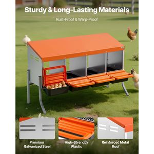 Cajas de Anidación para Gallinas Naranja, 4 Compartimentos, Acero Galvanizado, Plástico de Alta Resistencia, Fácil Recolección de Huevos, Jaulas para Animales con Sistema de Desplazamiento - Product Image 3