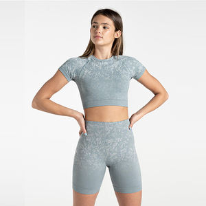 Camiseta Deportiva Corta de Verano para Mujer, Diseño Moderno, Cuello en V, Lavado Ácido, 100% Algodón, Secado Rápido - Product Image 1