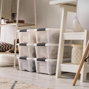 Set di 6 Contenitori in Plastica da 13 Qt con Coperchi e Chiusure, Senza BPA, Impilabili e Annidabili, Soluzione Organizzativa Resistente - Product Image 4
