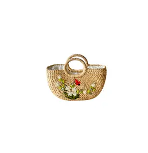 Preiswerter handgefertigter bestickter kleiner Wasserhyazinthe-Beutel für Damen Strandtasche Souvenir handwerkliches Geschenkset (Whatsapp 0084587176063)