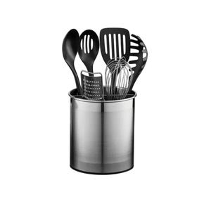 Porta cubiertos de acero inoxidable de alta calidad con acabado plateado, organizador de utensilios para encimera. - Product Image 1