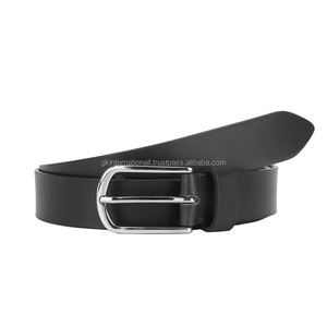 Nouvelle ceinture décontractée en cuir de vachette noir personnalisée à une seule couche pour hommes avec boucle à ardillon élégante en alliage nickelé - Product Image 1