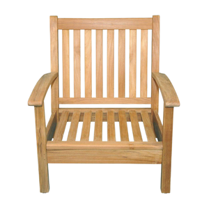 Fauteuil d'extérieur en teck avec coussins bleu marine, structure en bois massif, résistant aux intempéries, mobilier de jardin, une place - Product Image 6