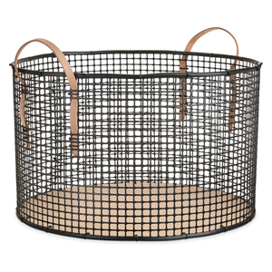 Hot Sale Metal Wire Storage Basket With Sturdy Wooden Base Organizer For Kitchen Pantry Bathroom And Office Farmhouse Style - Product Image 6