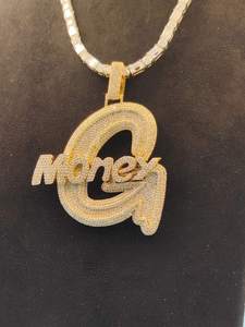 Pendentif G en or plaqué avec micro-incrustation de diamants, breloque thématique, bijoux hip-hop pour homme, à porter au quotidien - Product Image 2