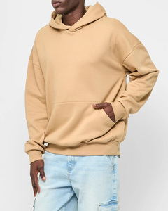 Custom 2025 Mens Hoodie Logo Embroidery Printing Beige Cotton Polyester <b>Fabric</b> for High Quality Customization Wholesale Orders - Product Image 3