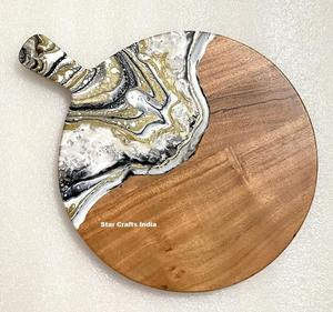 Planche à découper rectangulaire en marbre blanc indien et bois d'acacia de qualité supérieure, idéale pour servir le fromage, passe au lave-vaisselle - Product Image 6