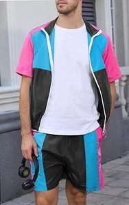 Water Resistant Color block Men's <b>Twins</b> <b>Set</b> Windbreaker Short <b>Set</b> Fashion Latest Outdoor Streetwear Waterproof Men's Short <b>Set</b> - Product Image 5