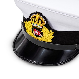 Casquette à visière blanche pour homme avec badge brodé, visière noire, chapeau d'uniforme professionnel, casquette de marchand en gros - Product Image 3